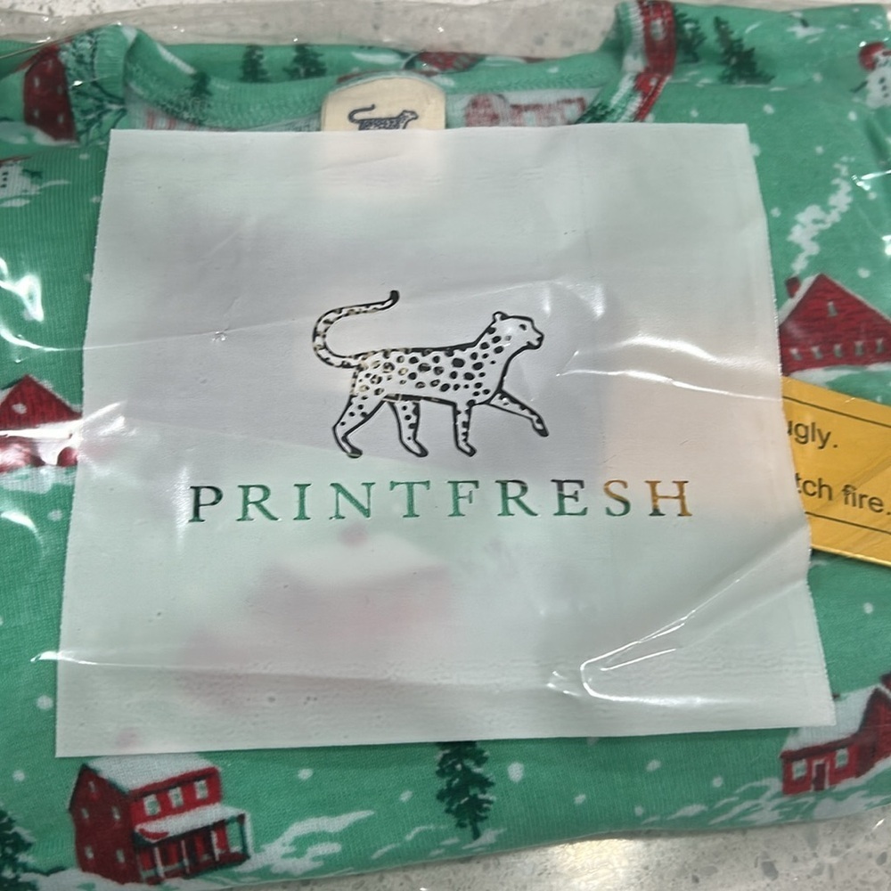 NWT PrintFresh Kids Winter Wonderland Christmas Holiday Cotton Pajama Set - 6 - Picture 4 of 5